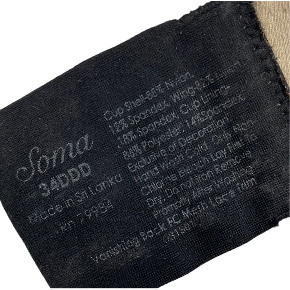 Soma Vanishing Back Full Coverage Black Lace Trim Bra - Picture 7 of 7